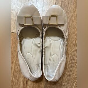 Cole Haan Women's Cream Loafers with Gold Buckle